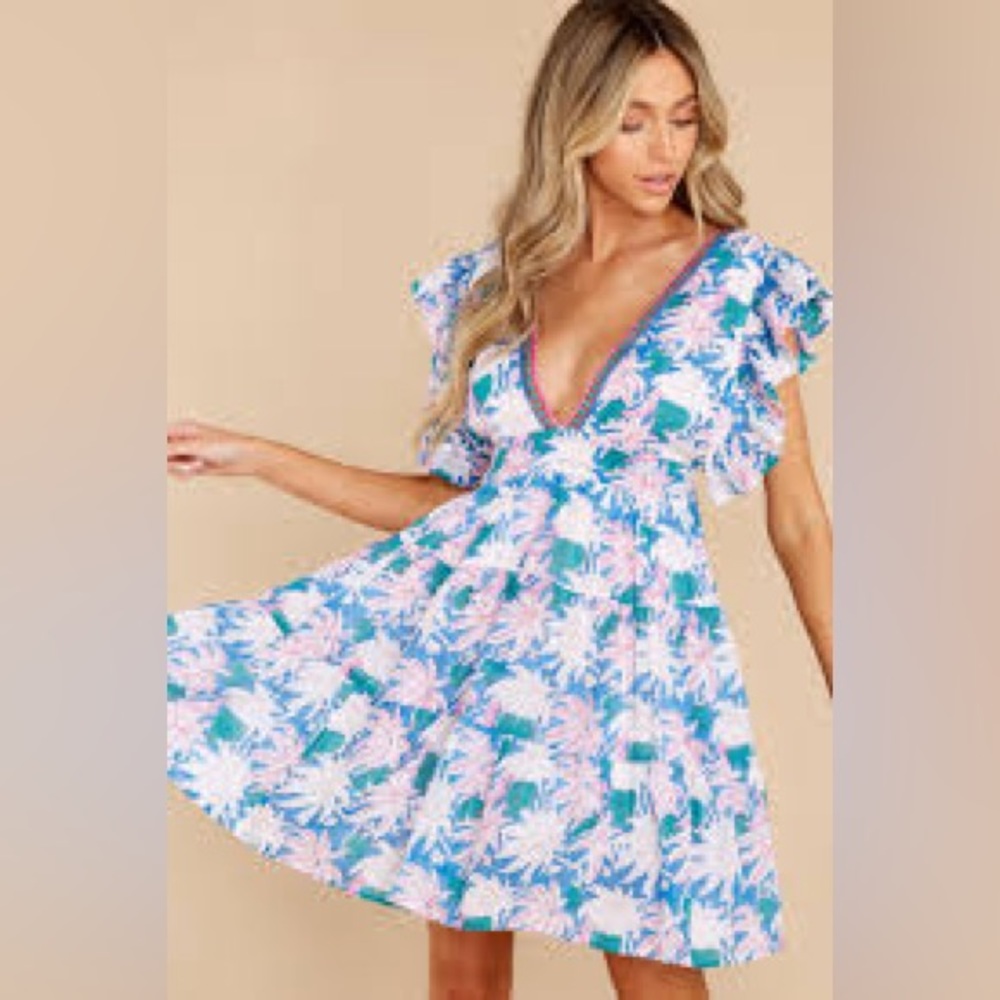 NWT! Oliphant Design Cross Back Mini Dress Color: Cayman Blue Size: Small